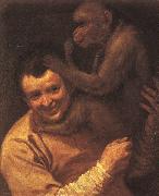 Annibale Carracci A Man with a Monkey oil painting on canvas